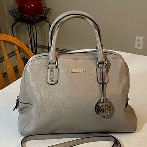 Michael Kors Gray Pebbled Leather Dome Satchel
